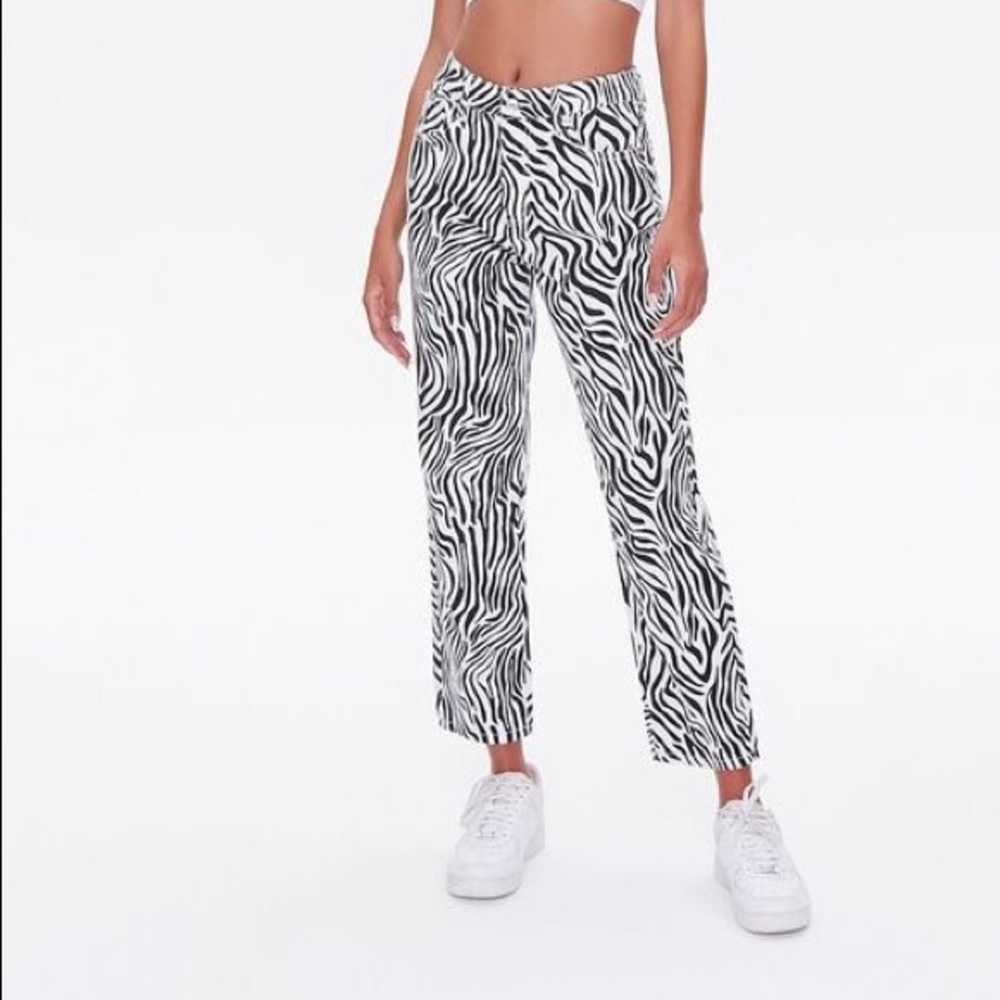 Forever 21 Zebra Print Straight Jeans